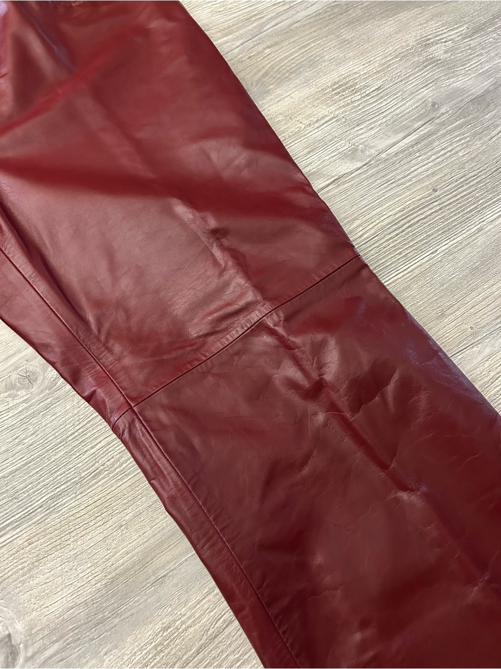 Vintage GAP Fall 2000 Burgundy Genuine Leather Bootcut Pants Women’s Size 20 - Picture 9 of 13